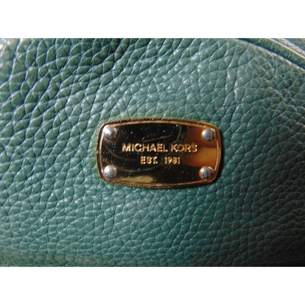 Michael Kors Abbey Backpack Green Pebbled Leather Gold Hardware Medium Zip Bag